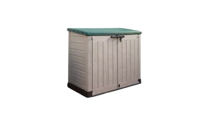 Keter Store It Out Max 1200L - Versatile Outdoor Garden Storage Box for Tools, Furniture, and Wheelie Bins (Beige/Green)