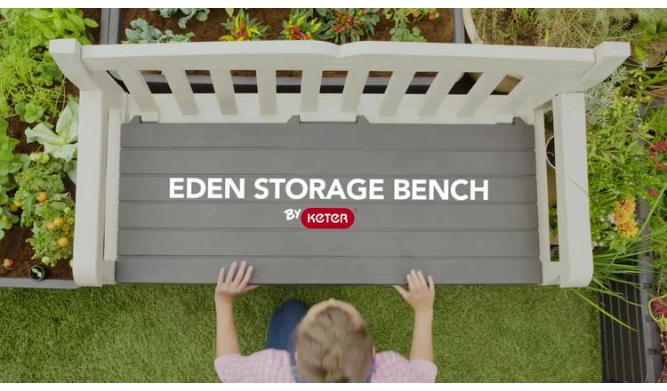 Keter Eden 265L Grey Outdoor Garden Storage Bench - Stylish & Durable Seating Solution
