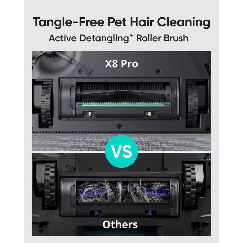 eufy X8 Pro Robot Vacuum with Auto-Detangling Roller Brush - Powerful Suction & Smart Navigation for Pet Hair