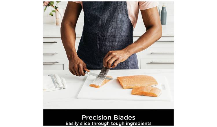 Ninja Stay Sharp 5-Piece Knife Block Set with Integrated Sharpener - Professional Forged German Stainless Steel Knives in Black