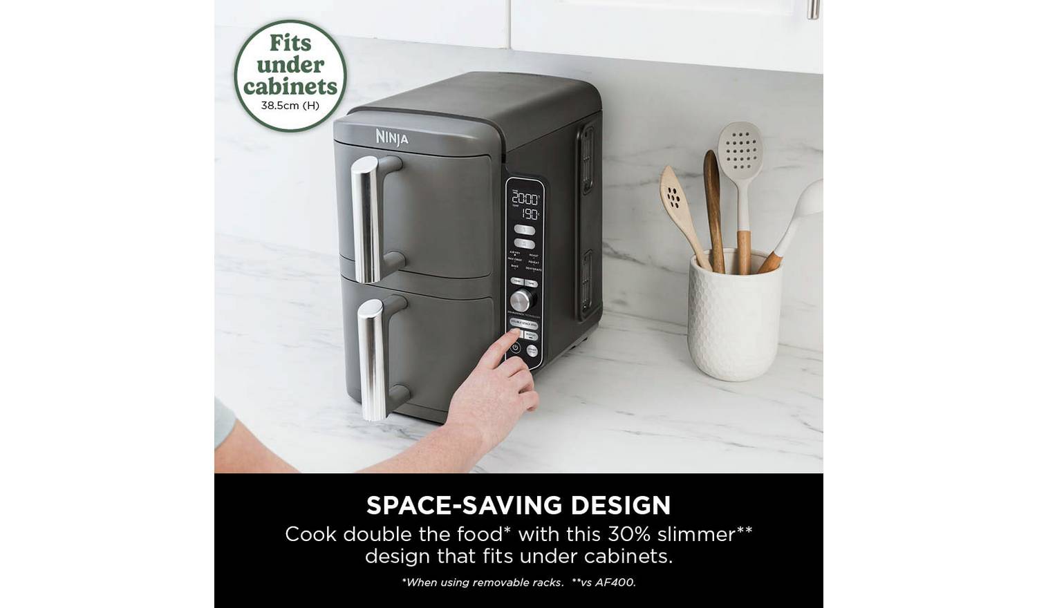 Ninja Double Stack XL SL400UK 9.5L Air Fryer - Grey | Stacked Dual-Drawer for Effortless Cooking