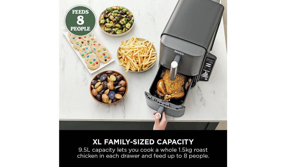 Ninja Double Stack XL SL400UK 9.5L Air Fryer - Grey | Stacked Dual-Drawer for Effortless Cooking