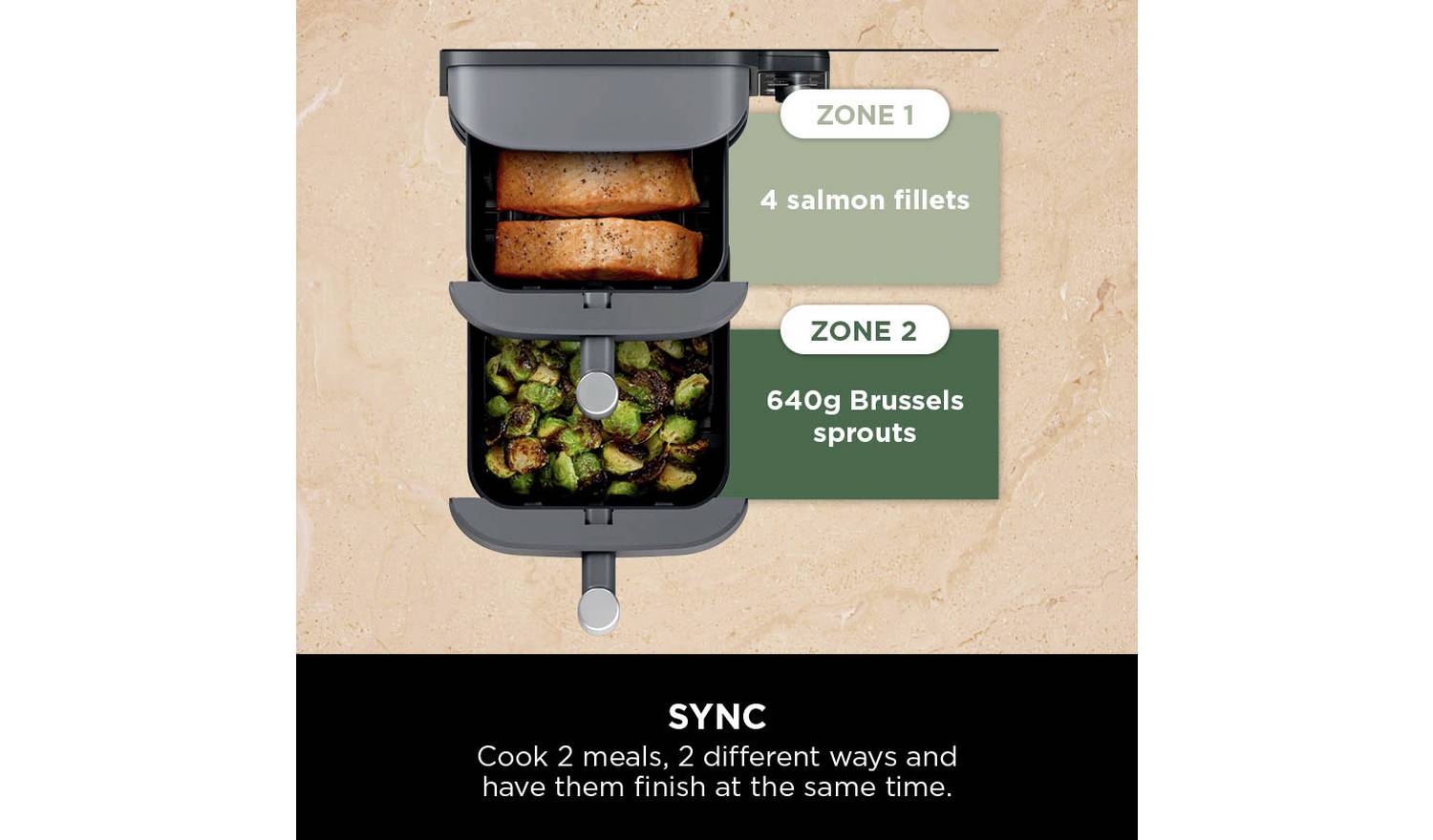 Ninja Double Stack XL SL400UK 9.5L Air Fryer - Grey | Stacked Dual-Drawer for Effortless Cooking