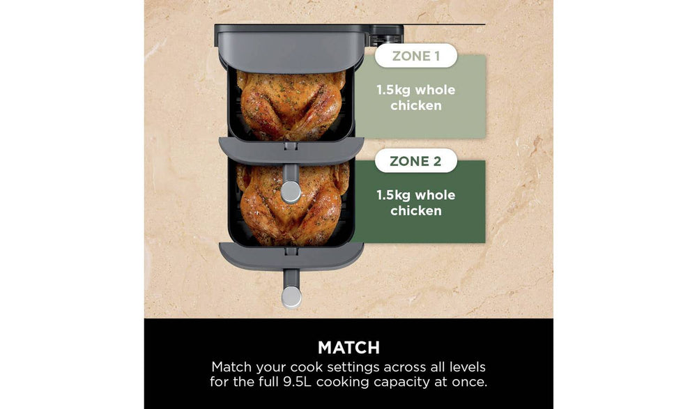 Ninja Double Stack XL SL400UK 9.5L Air Fryer - Grey | Stacked Dual-Drawer for Effortless Cooking