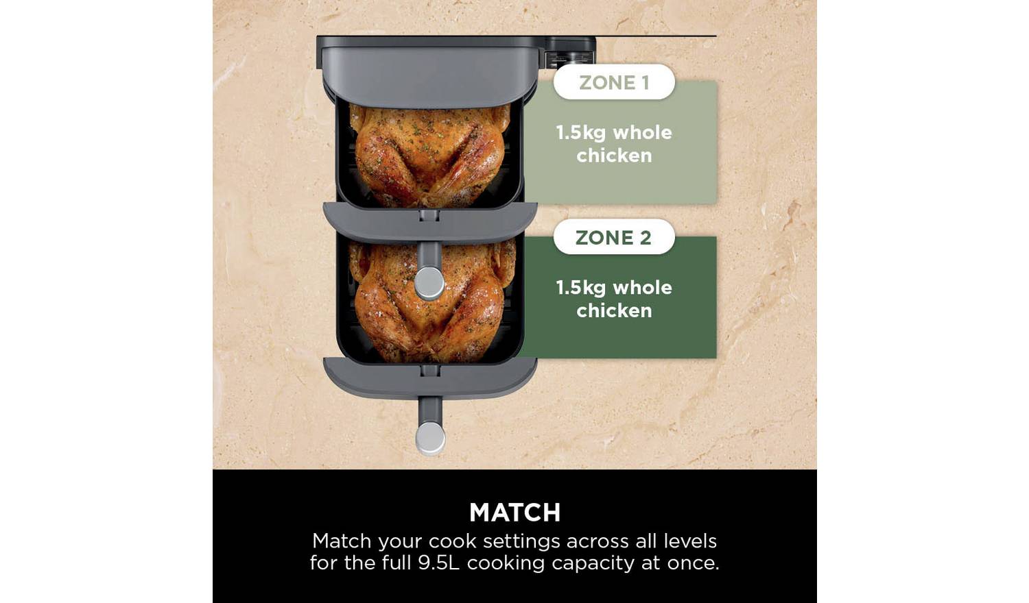 Ninja Double Stack XL SL400UK 9.5L Air Fryer - Grey | Stacked Dual-Drawer for Effortless Cooking