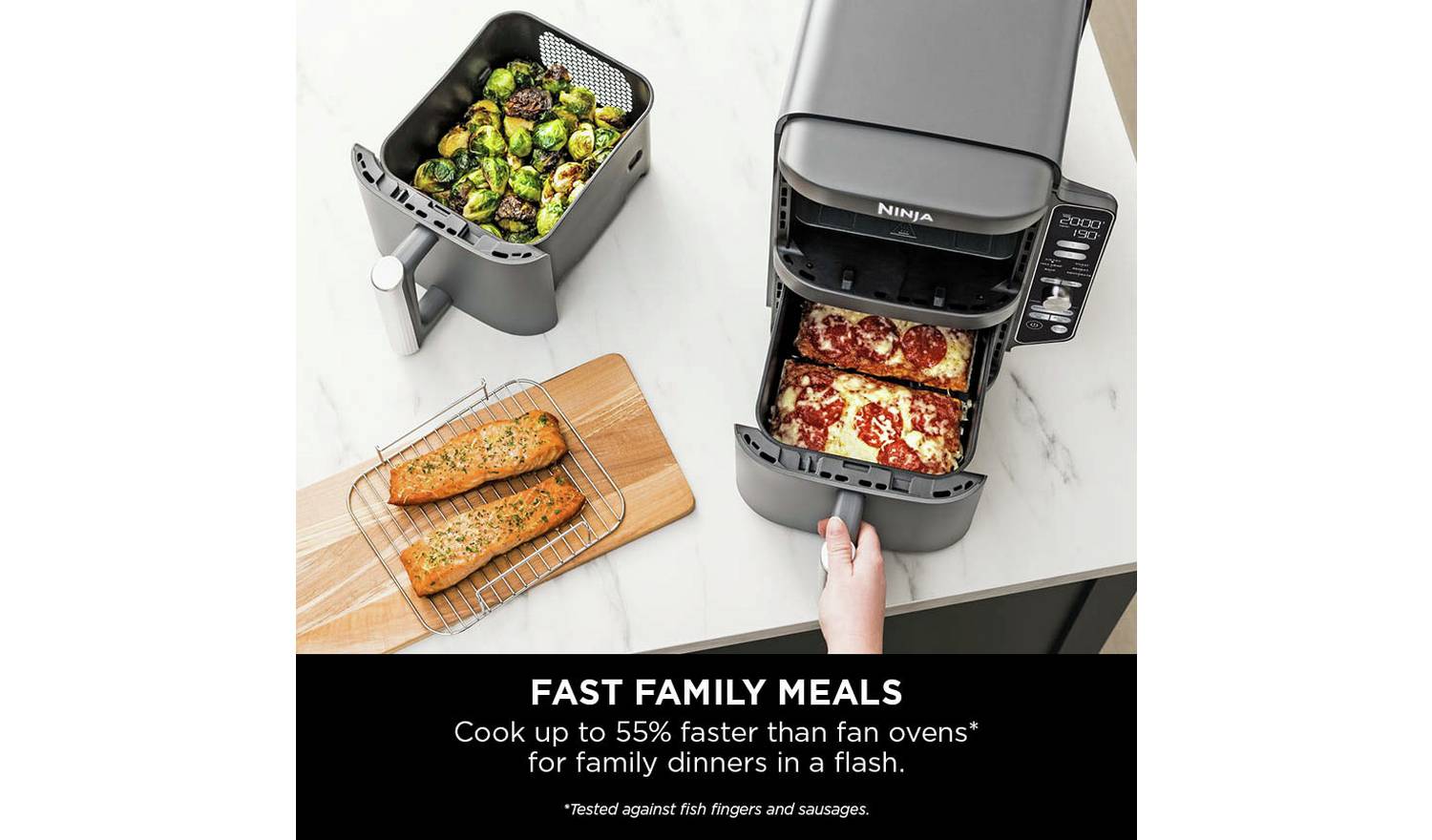 Ninja Double Stack XL SL400UK 9.5L Air Fryer - Grey | Stacked Dual-Drawer for Effortless Cooking