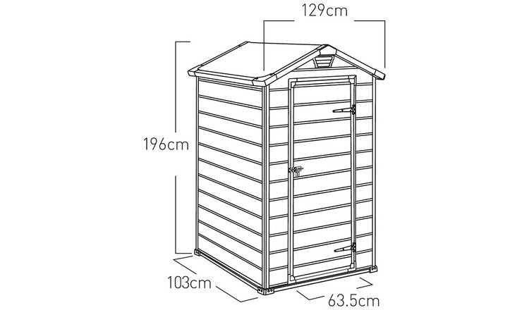 Keter Manor Apex 4x3ft Brown Outdoor Garden Storage Shed with Lockable Door