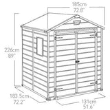 Keter Manor Pent 6x6ft: Durable Outdoor Garden Storage Shed with Window and Lockable Door - Brown