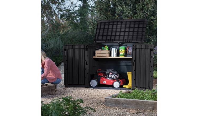 Keter Store It Out Midi 880L Garden Storage Box - Durable & Stylish Brown Outdoor Organizer