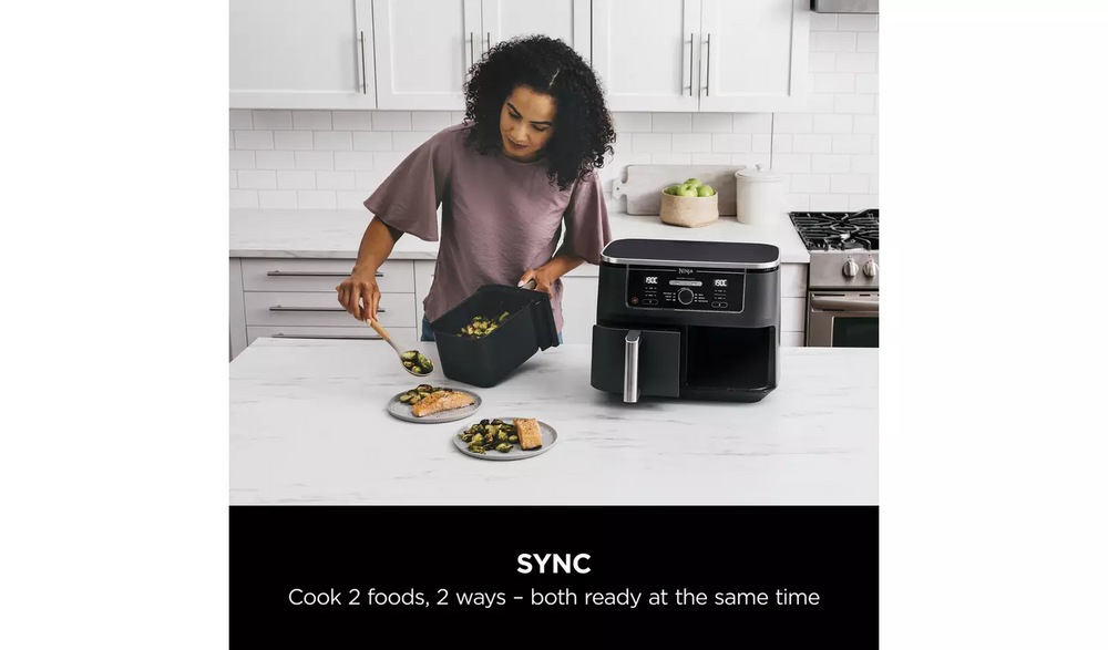 Ninja Foodi MAX Dual Zone AF400UK 9.5L Air Fryer - Black | Cook Two Meals at Once, Up to 75% Less Fat