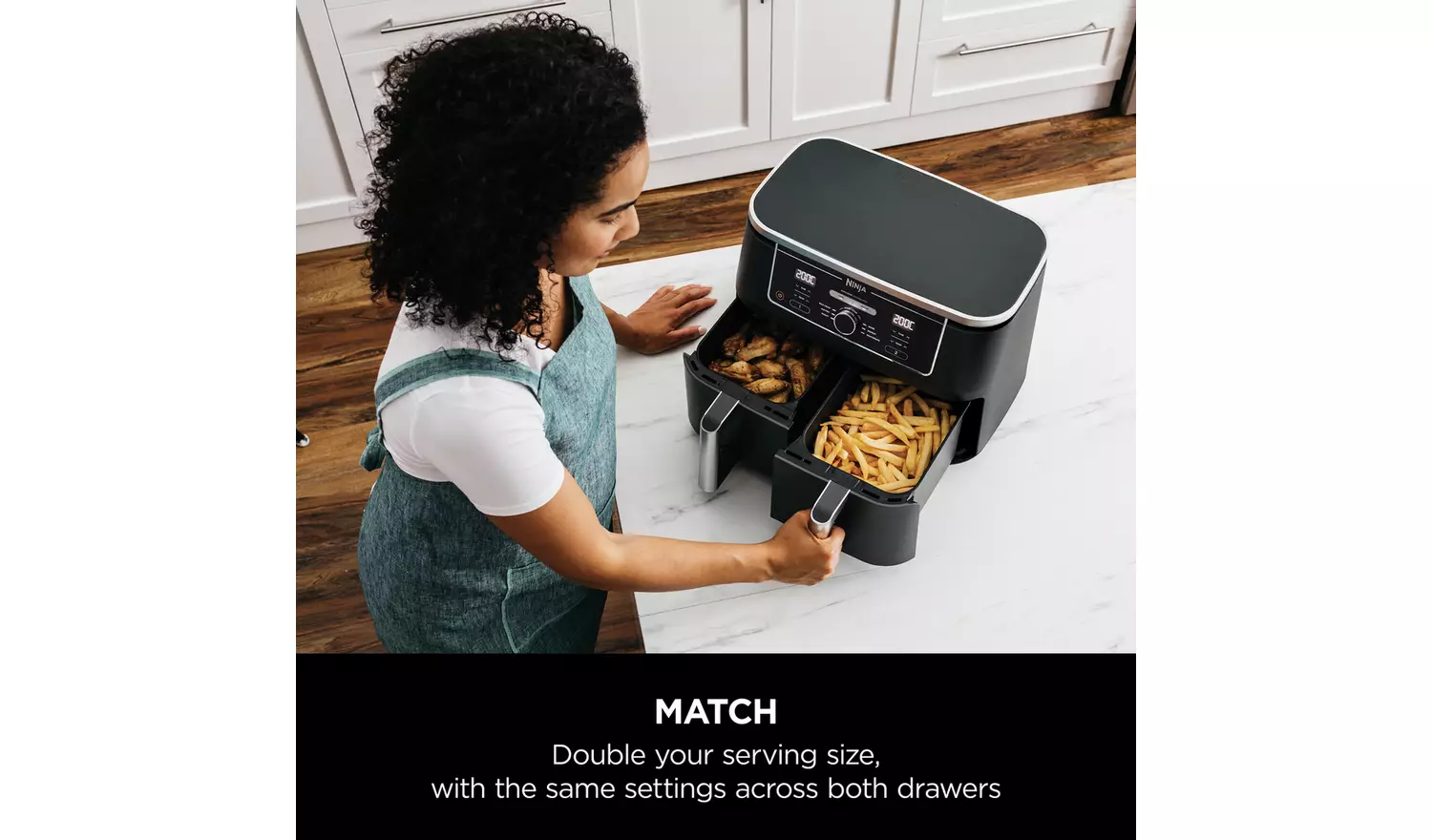 Ninja Foodi MAX Dual Zone AF400UK 9.5L Air Fryer - Black | Cook Two Meals at Once, Up to 75% Less Fat