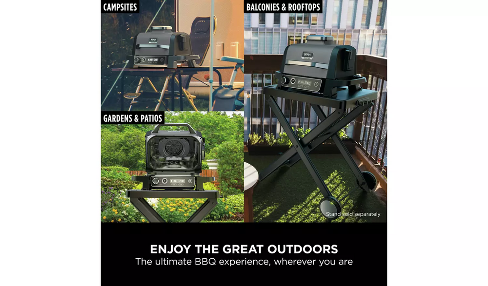 Ninja OG701UK Woodfire Electric BBQ Grill & Smoker - Authentic Woodfire Flavors, Versatile Outdoor Cooking