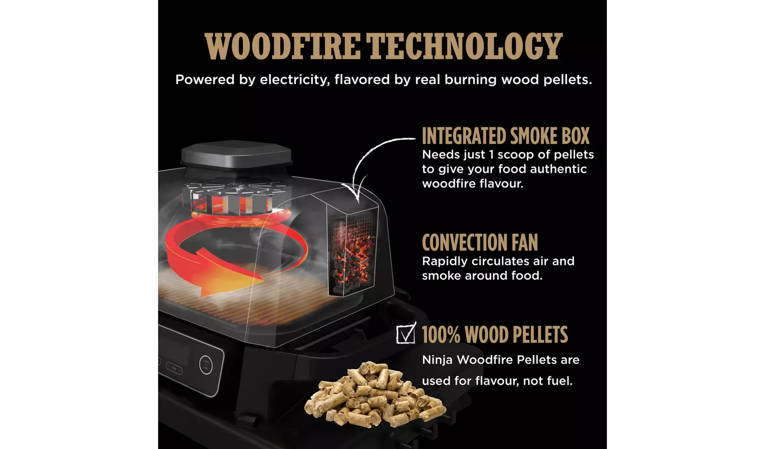 Ninja OG701UK Woodfire Electric BBQ Grill & Smoker - Authentic Woodfire Flavors, Versatile Outdoor Cooking