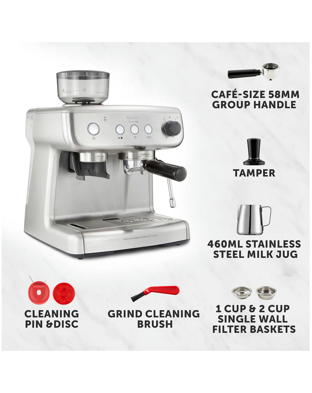 Breville VCF126 Barista Max Espresso Coffee Machine - Professional Cafe Quality at Home